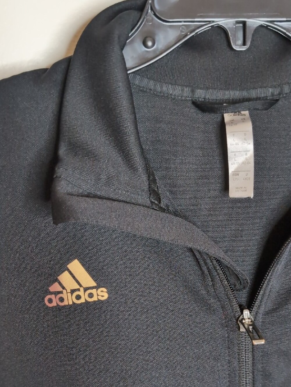 adidas Black Track Jacket and Pants with Metallic Gold Stripes - Picture 4 of 12